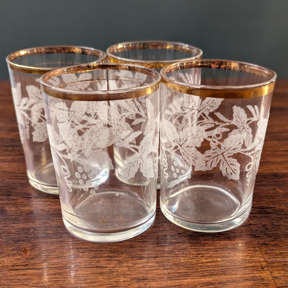 Bartlett Collins Elegant Gold Rimmed Glasses Set Vintage - Picture 1 of 8